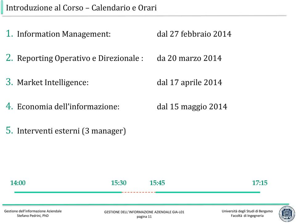Reporting Operativo e Direzionale : da 20 marzo 2014 3.