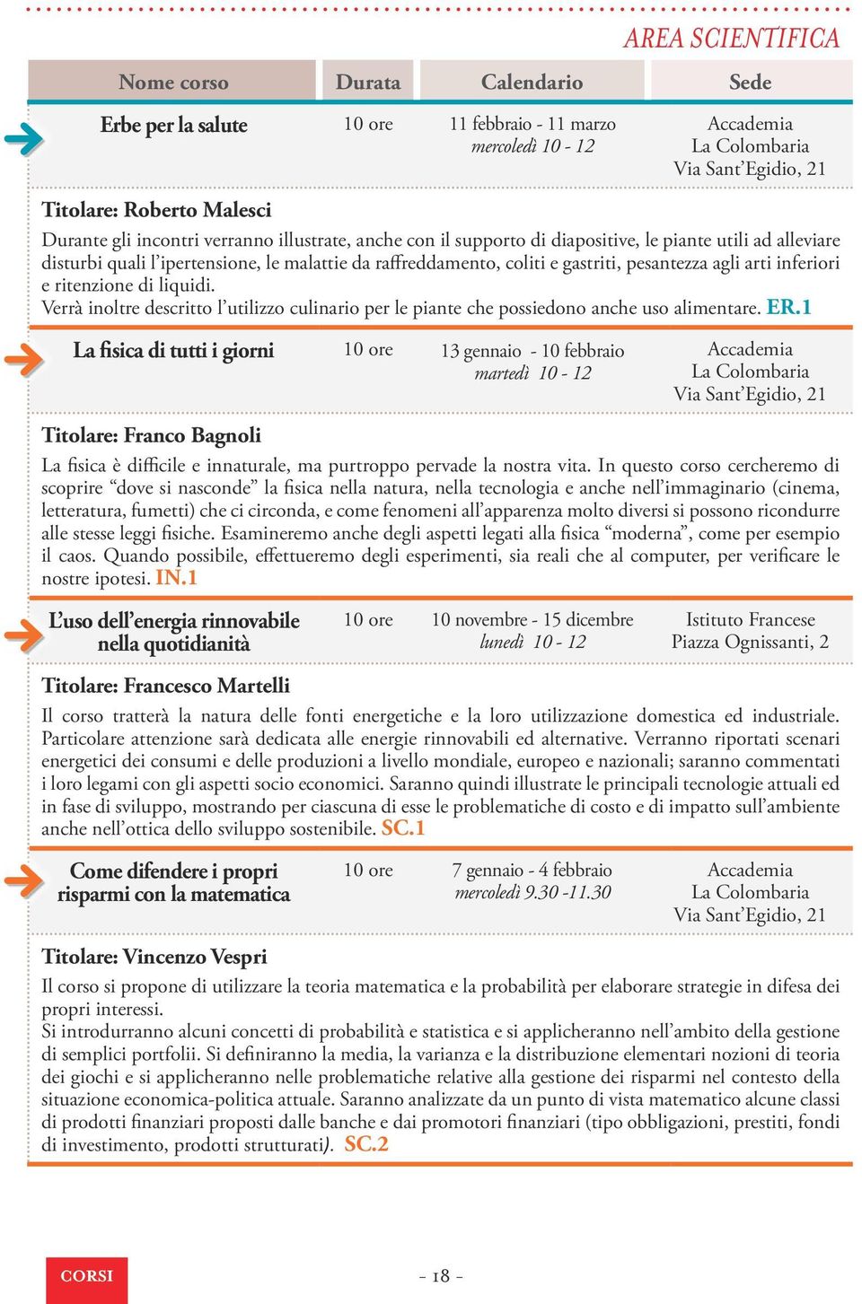 Verrà inoltre descritto l utilizzo culinario per le piante che possiedono anche uso alimentare. ER.