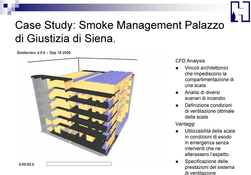 scenari di incendio Definizione condizioni di ventilazione ottimale della scala Vantaggi Utilizzabilità