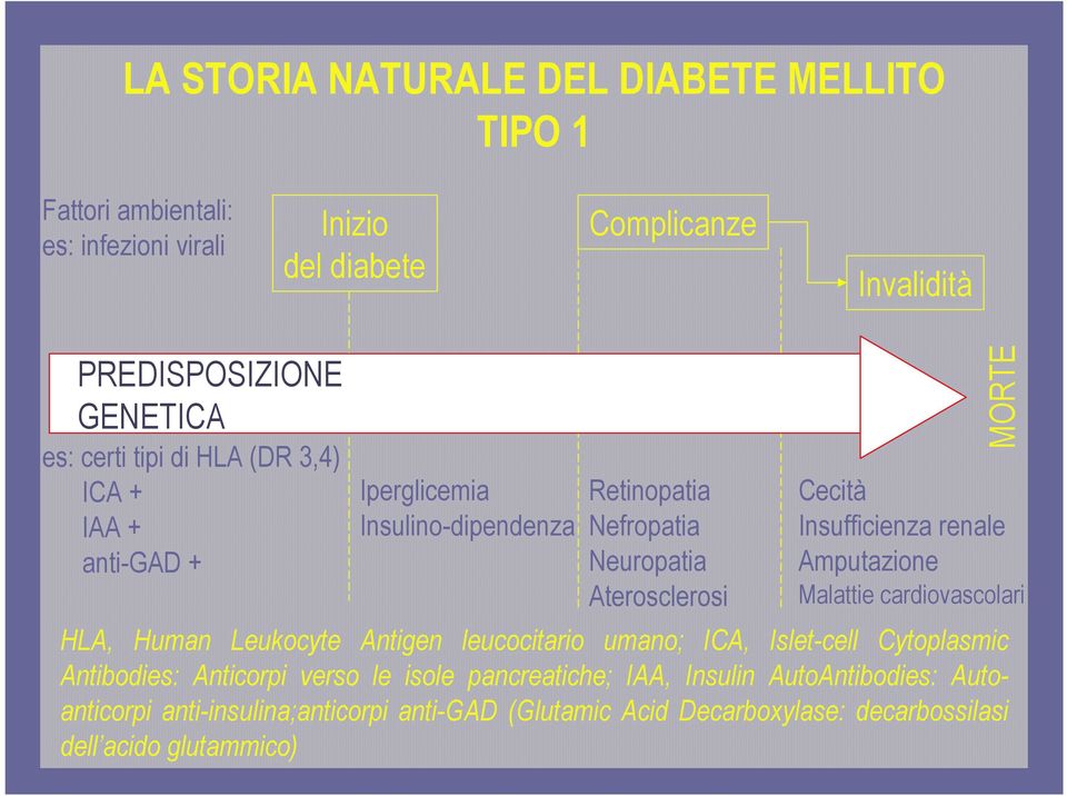 renale Amputazione Malattie cardiovascolari HLA, Human Leukocyte Antigen leucocitario umano; ICA, Islet-cell Cytoplasmic Antibodies: Anticorpi verso le isole