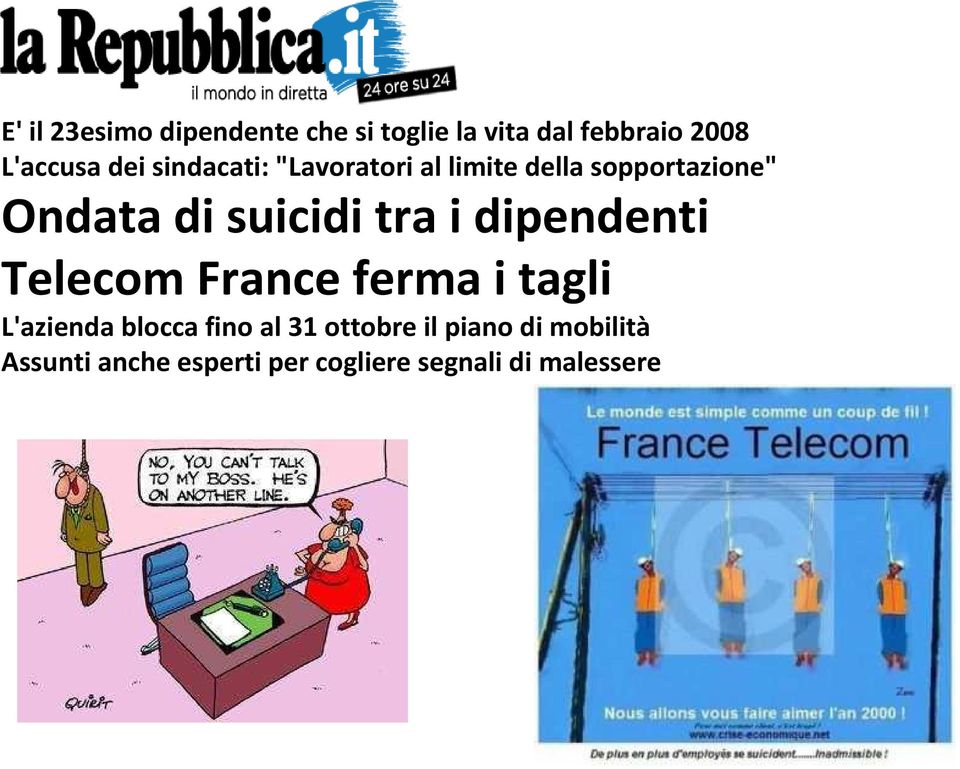 tra i dipendenti Telecom France ferma i tagli L'azienda blocca fino al 31