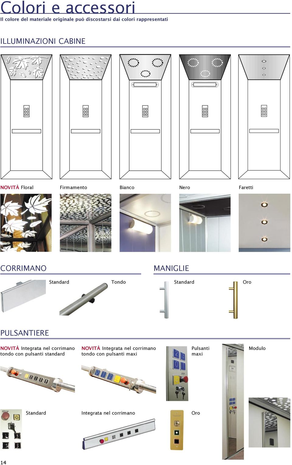 Tondo Standard Oro PULSANTIERE NOVITÀ Integrata nel corrimano tondo con pulsanti standard NOVITÀ