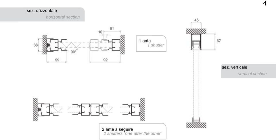 verticale vertical section 2 ante