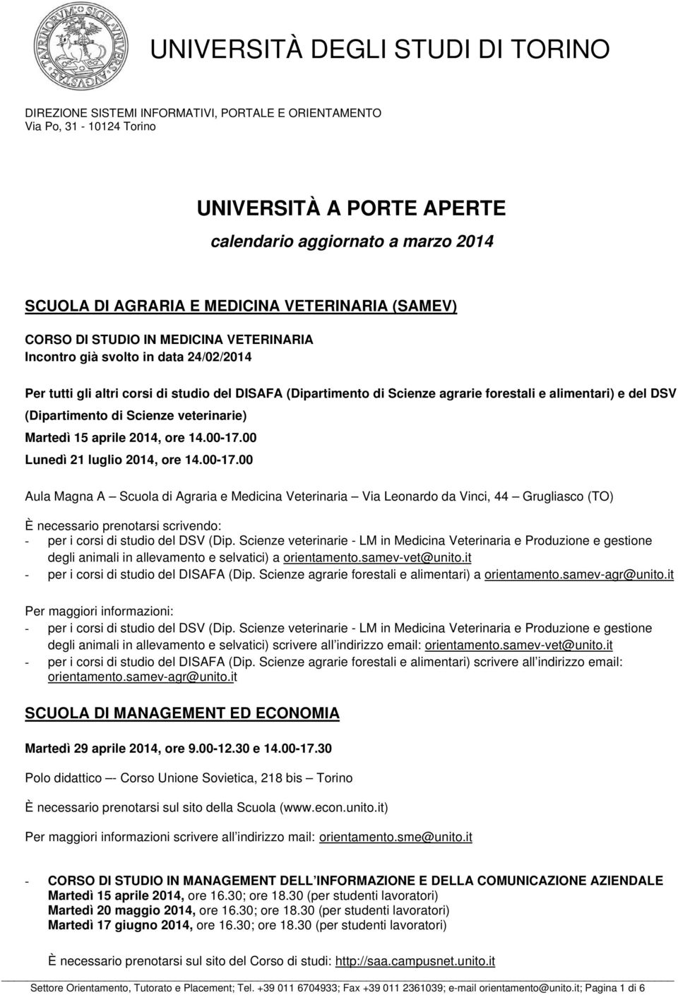 00 Lunedì 21 luglio 2014, ore 14.00-17.