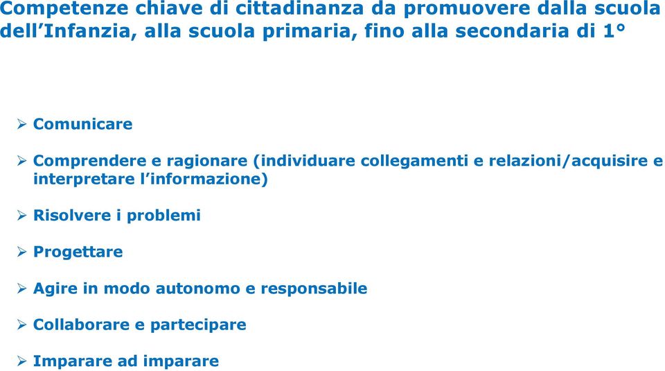 collegamenti e relazioni/acquisire e interpretare l informazione) Risolvere i problemi