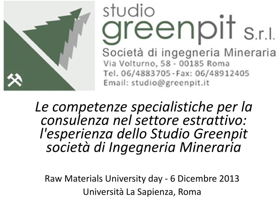 Greenpit società di Ingegneria Mineraria Raw