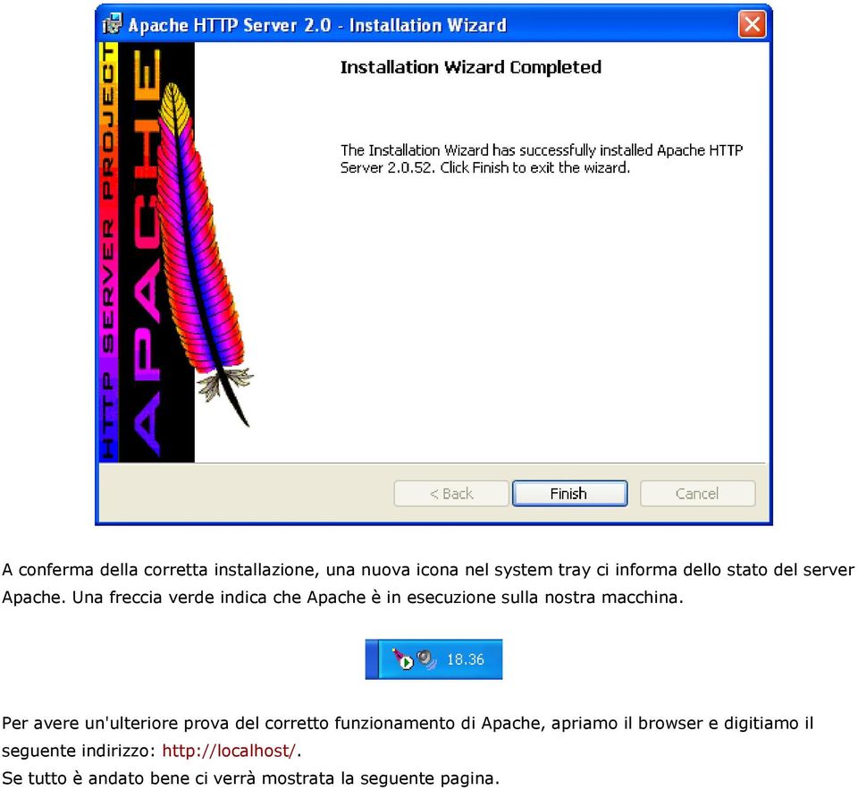 Per avere un'ulteriore prova del corretto funzionamento di Apache, apriamo il browser e digitiamo