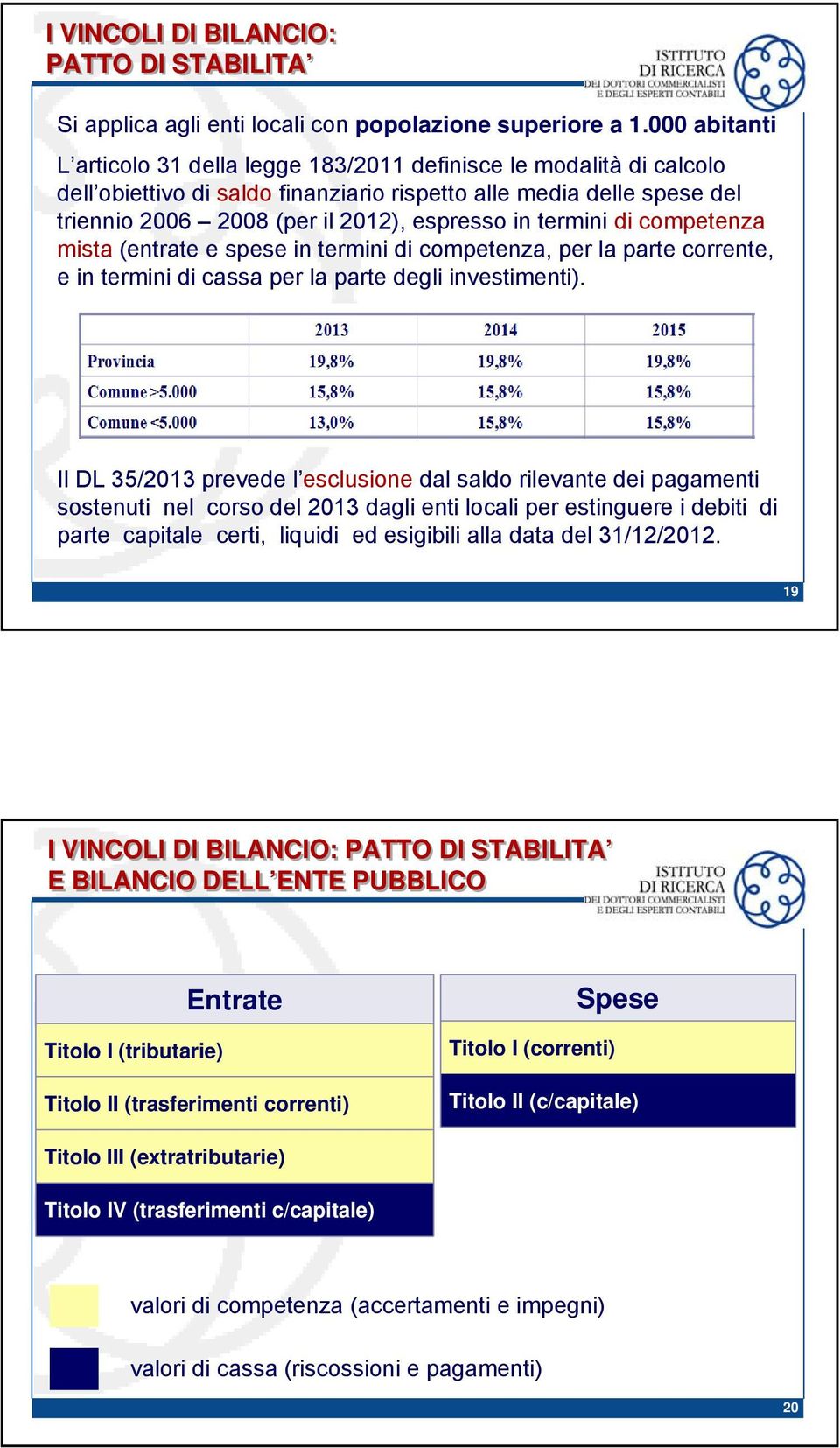 termini di competenza mista (entrate e spese in termini di competenza, per la parte corrente, e in termini di cassa per la parte degli investimenti).