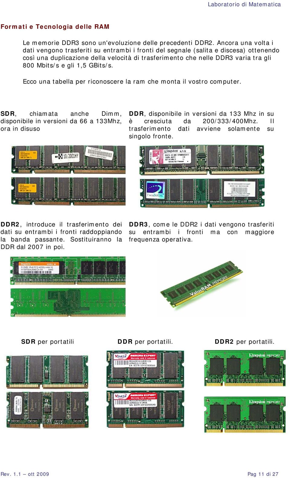 e gli 1,5 GBits/s. Ecco una tabella per riconoscere la ram che monta il vostro computer.