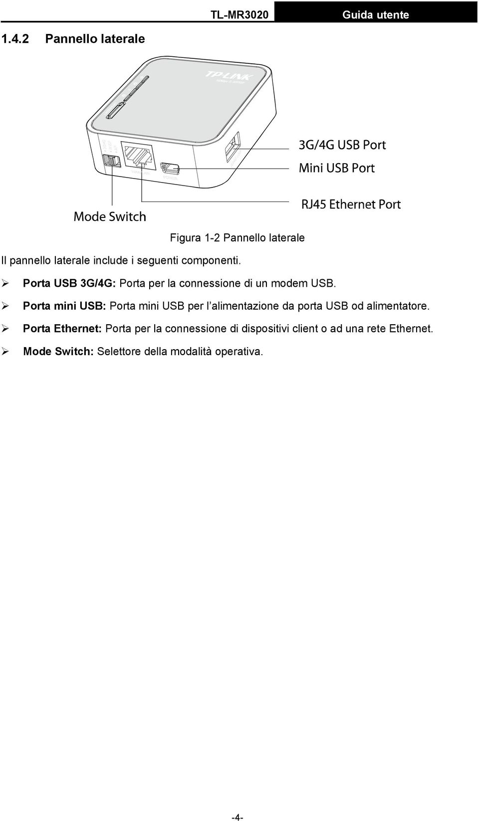 Porta mini USB: Porta mini USB per l alimentazione da porta USB od alimentatore.