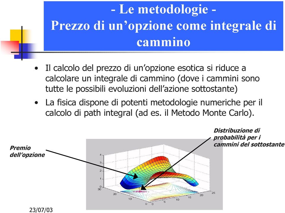 dell azione sottostante) La fisica dispone di potenti metodologie numeriche per il calcolo di path