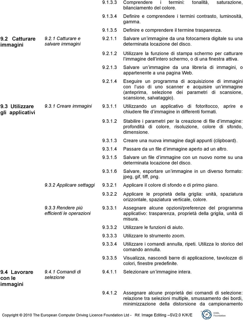 9.2.1.3 Salvare un immagine da una libreria di, o appartenente a una pagina Web. 9.2.1.4 Eseguire un programma di acquisizione di con l uso di uno scanner e acquisire un immagine (anteprima, selezione dei parametri di scansione, scansione, salvataggio).