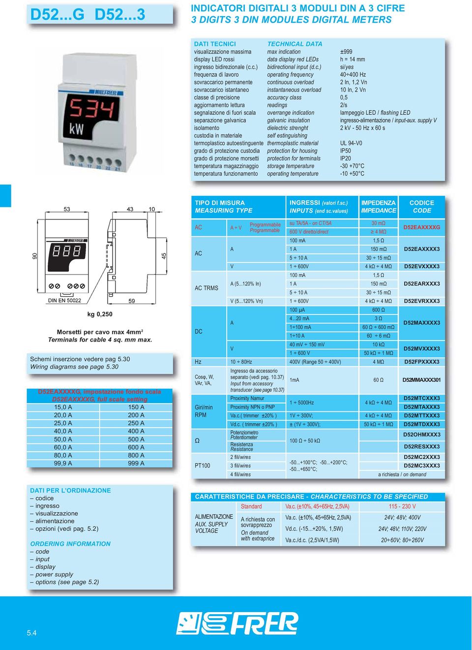 frequenza di lavoro operating frequency 40 400 Hz sovraccarico permanente continuous overload 2 In, 1,2 n sovraccarico istantaneo instantaneous overload 10 In, 2 n classe di precisione accuracy class