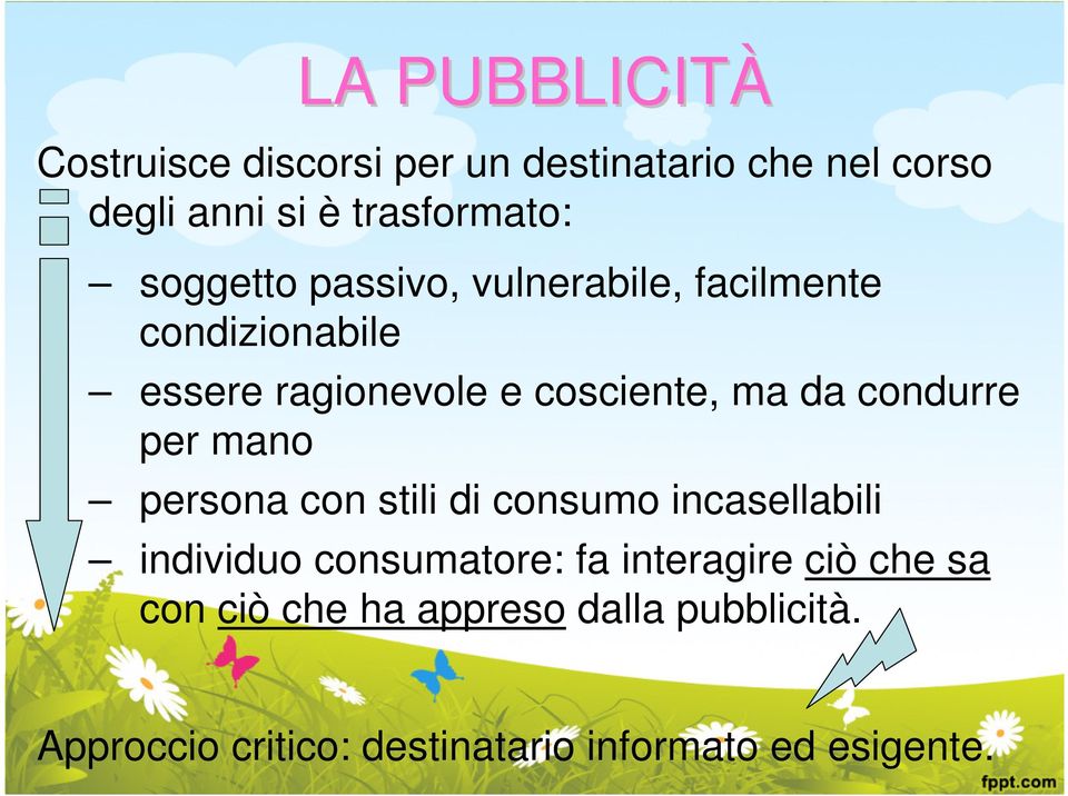 condurre per mano persona con stili di consumo incasellabili individuo consumatore: fa interagire