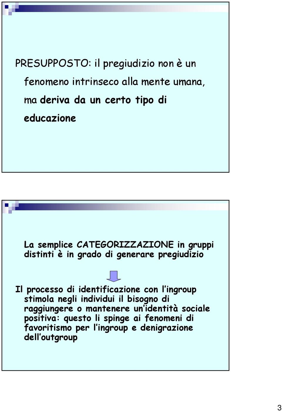 di identificazione con l ingroup stimola negli individui il bisogno di raggiungere o mantenere un