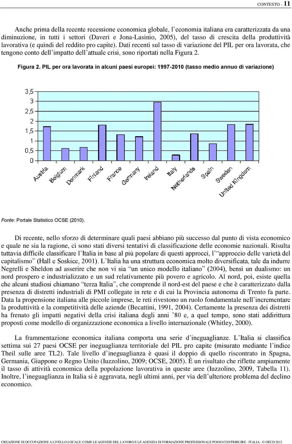 Dati recenti sul tasso di variazione del PIL per ora lavorata, che tengono conto dell impatto dell attuale crisi, sono riportati nella Figura 2.