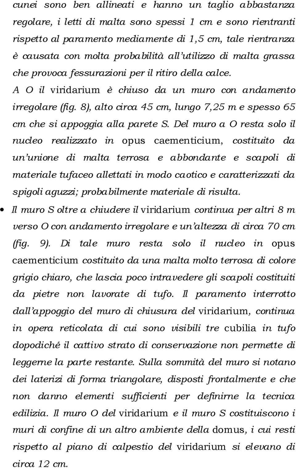 8), alto circa 45 cm, lungo 7,25 m e spesso 65 cm che si appoggia alla parete S.