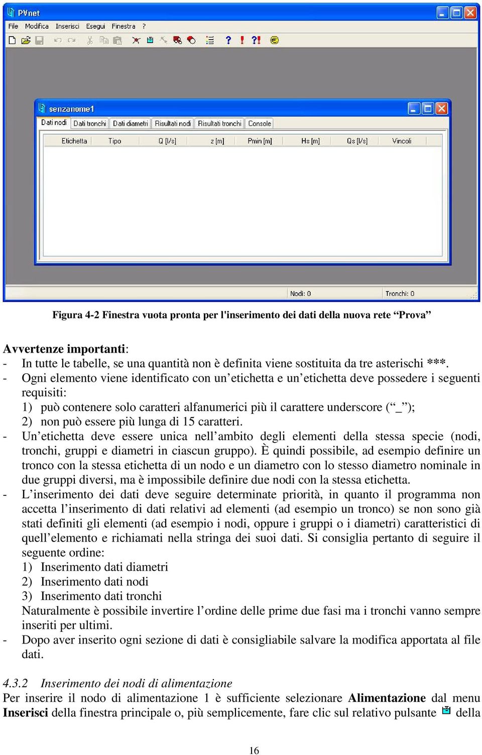 essere più lunga di 15 caratteri. - Un etichetta deve essere unica nell ambito degli elementi della stessa specie (nodi, tronchi, gruppi e diametri in ciascun gruppo).