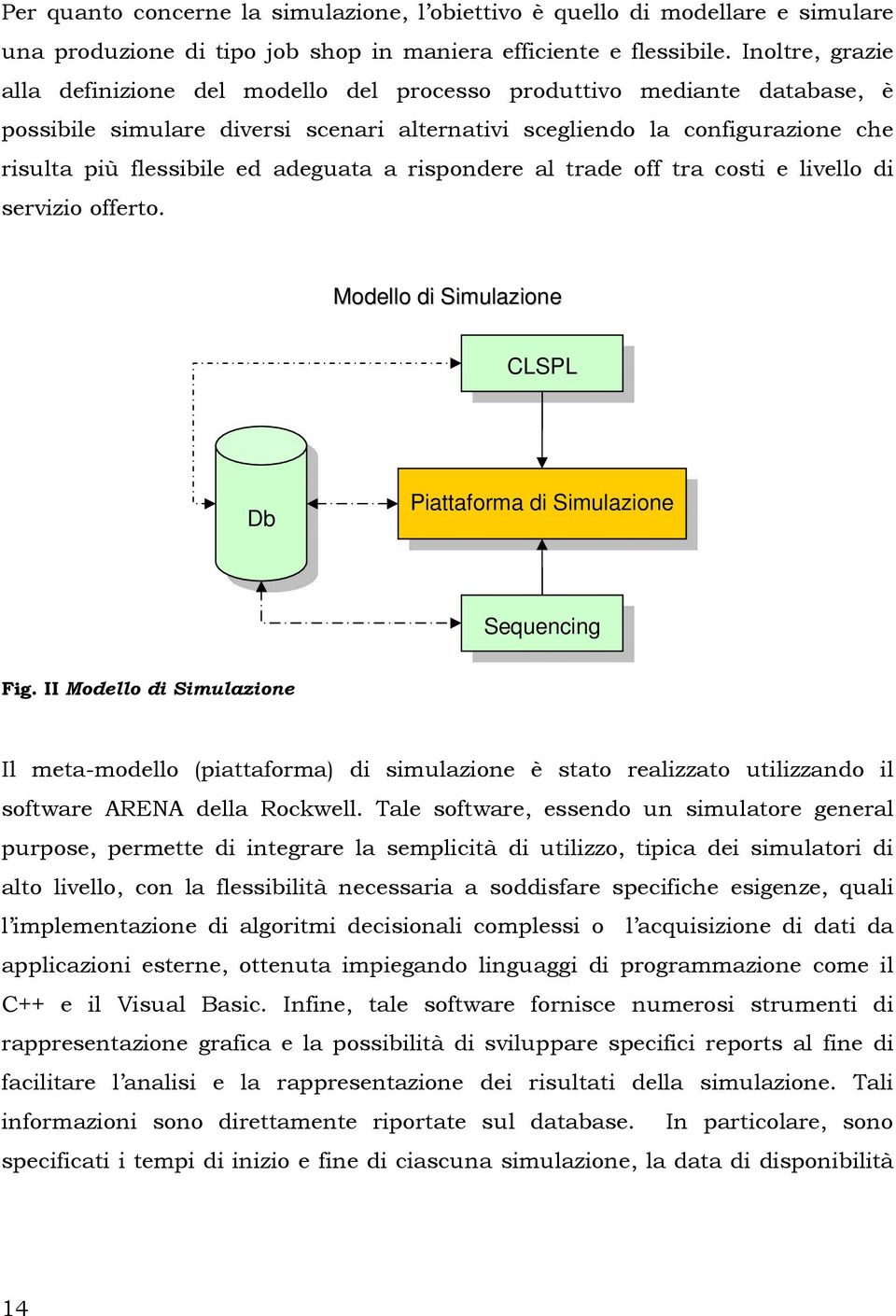 adeguata a rispondere al trade off tra costi e livello di servizio offerto. Modello di Simulazione CLSPL Db Piattaforma di Simulazione Sequencing Fig.