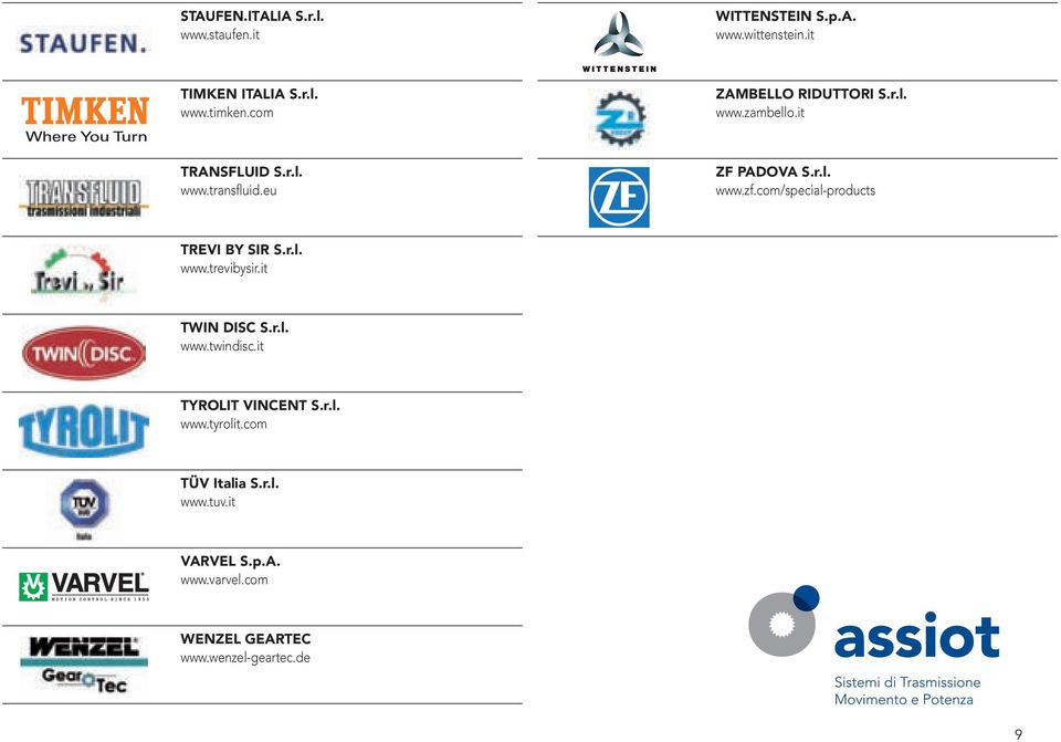 com/special-products TREVI BY SIR S.r.l. www.trevibysir.it TWIN DISC S.r.l. www.twindisc.it TYROLIT VINCENT S.