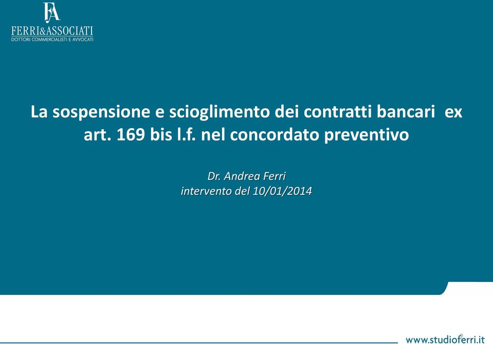 f. nel concordato preventivo Dr.