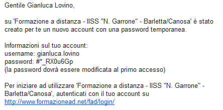 non genera posta indesiderata e non sarà utilizzata per alcun altro scopo se non quello di supportare comunicazioni urgenti relative ad attività in piattaforma; Questa richiesta va fatta una sola