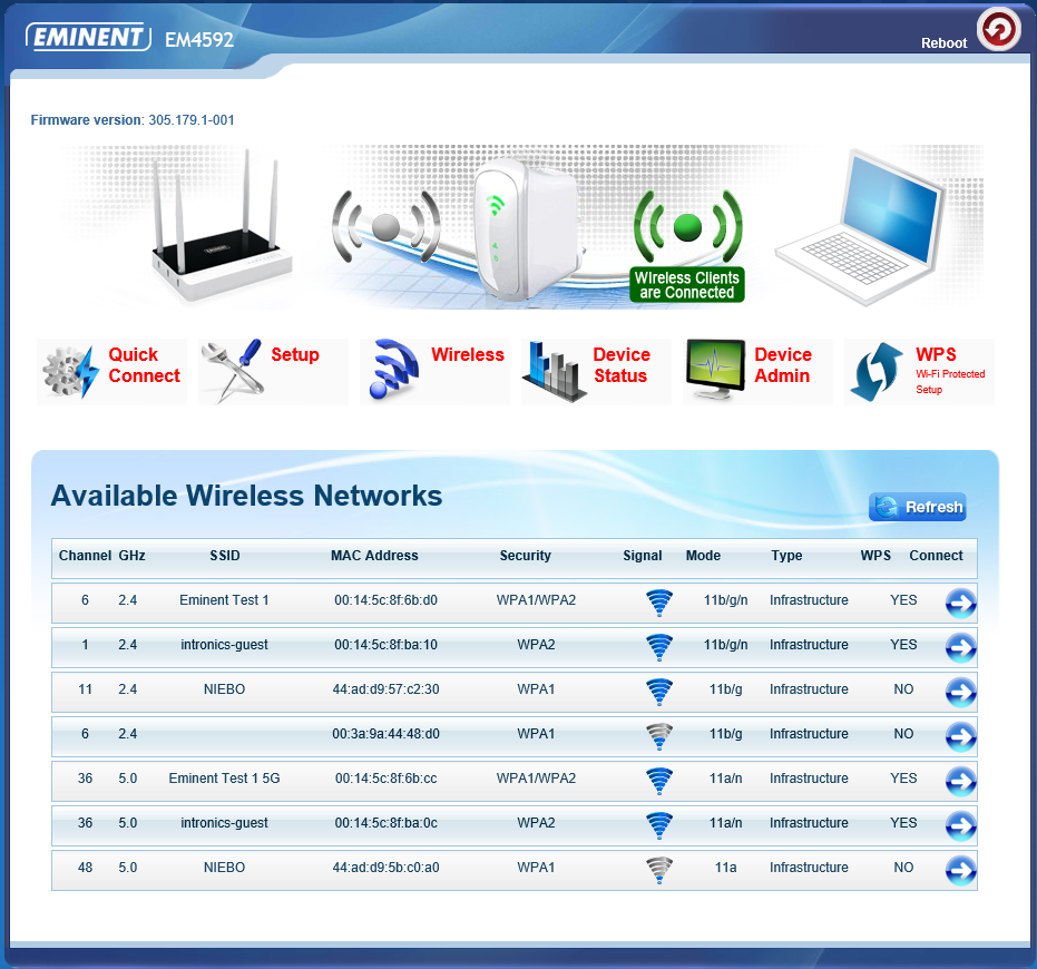 10 ITALIANO 5. Se si configura il dispositivo per la prima volta, viene visualizzata una schermata a comparsa in cui vengono visualizzate tutte le reti WiFi disponibili (bande da 2.