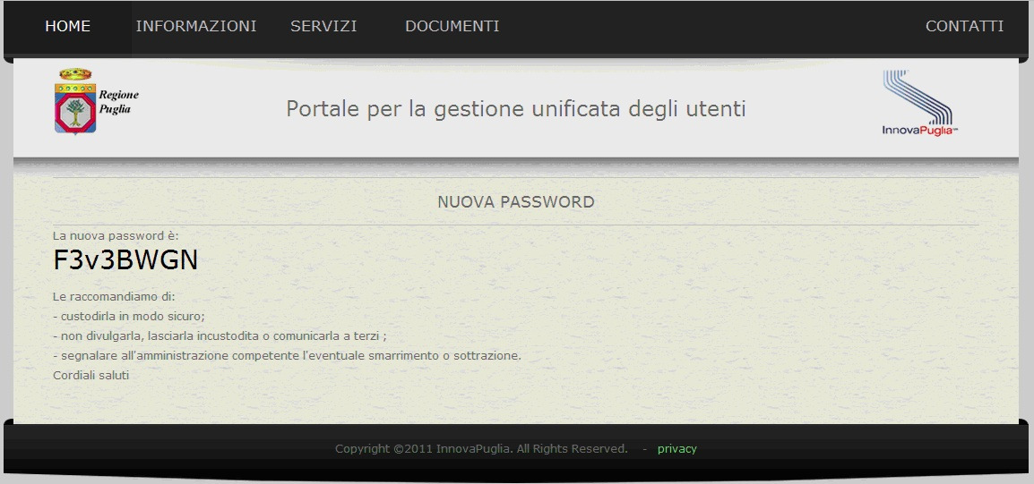 Figura 14: mail di conferma password dimenticata Figura 15: password dimenticata: inserimento del PIN 5) A questo punto la password viene modificata e viene