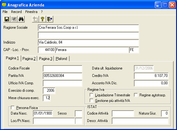 Esempi di registrazione Rpi2000 V. 8 Autovetture 1.