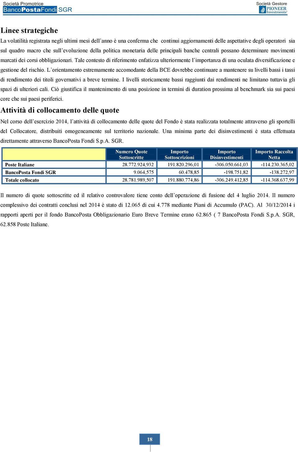 Tale contesto di riferimento enfatizza ulteriormente l importanza di una oculata diversificazione e gestione del rischio.