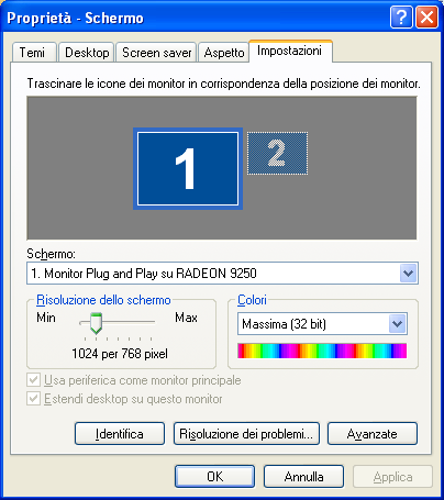 CONFIGURAZIONE DEL DESKTOP E possibile inoltre modificare la risoluzione dello