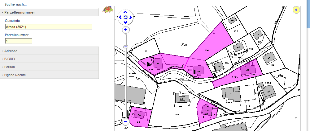 Nella selezione di sinistra è anche possibile utilizzare l'opzione "Indirizzo", ad esempio per visualizzare una via in una località della mappa.