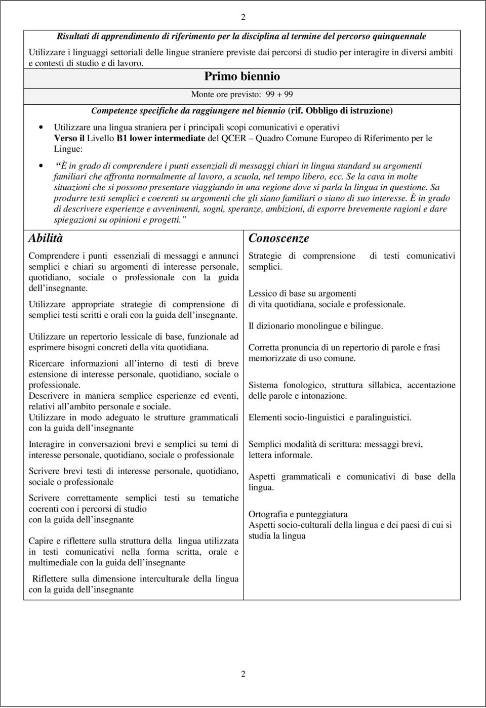 Obbligo di istruzione) Utilizzare una lingua straniera per i principali scopi comunicativi e operativi Verso il Livello B1 lower intermediate del QCER Quadro Comune Europeo di Riferimento per le