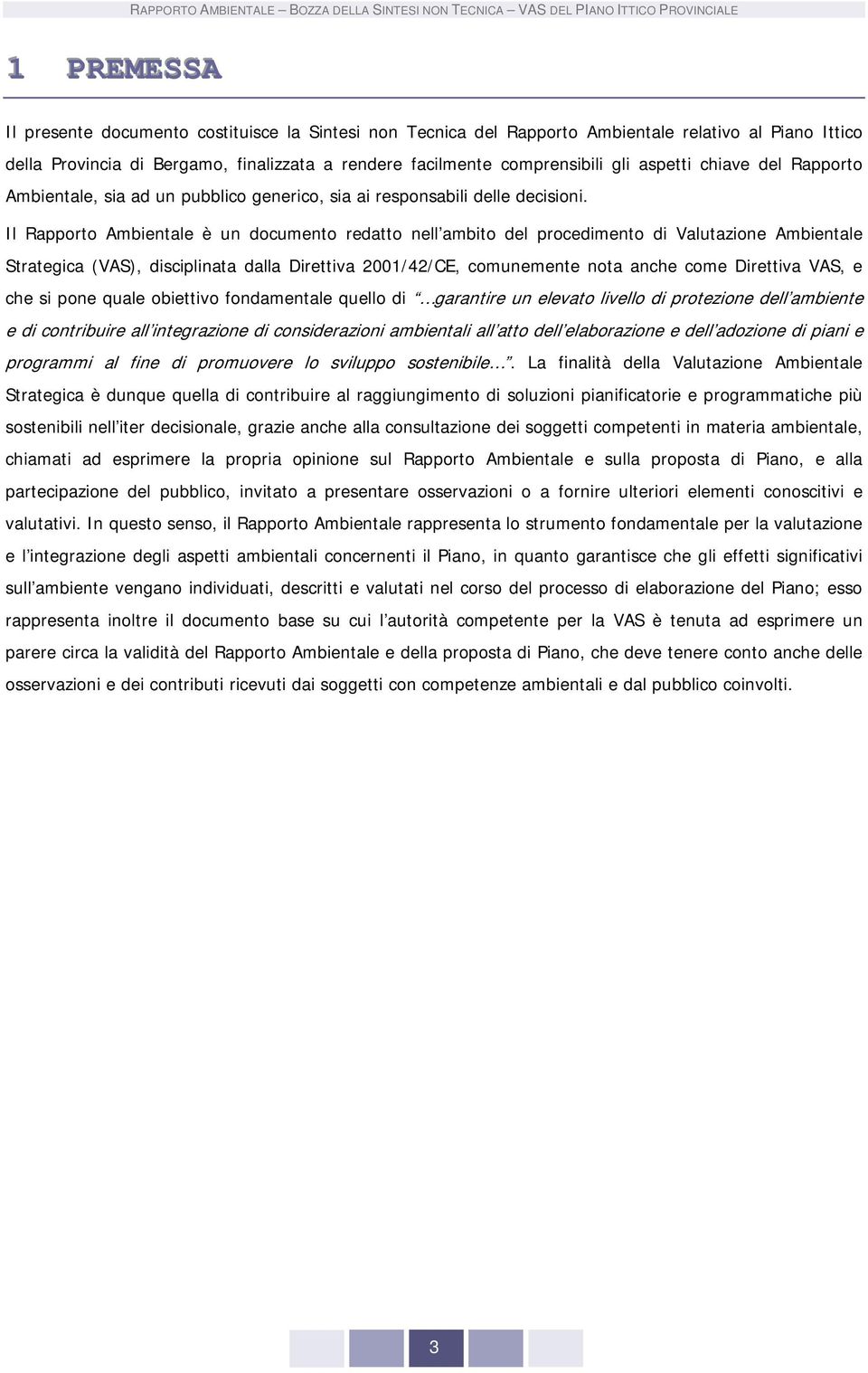 Il Rapporto Ambientale è un documento redatto nell ambito del procedimento di Valutazione Ambientale Strategica (VAS), disciplinata dalla Direttiva 2001/42/CE, comunemente nota anche come Direttiva