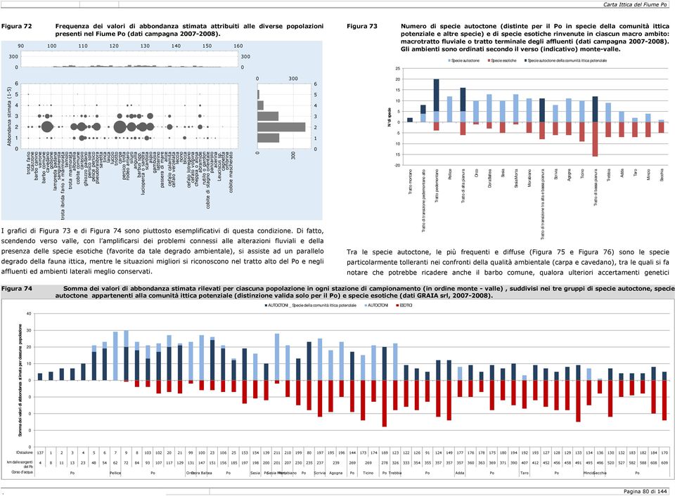 macrotratto fluviale o tratto terminale degli affluenti (dati campagna 27-28). Gli ambienti sono ordinati secondo il verso (indicativo) monte-valle.