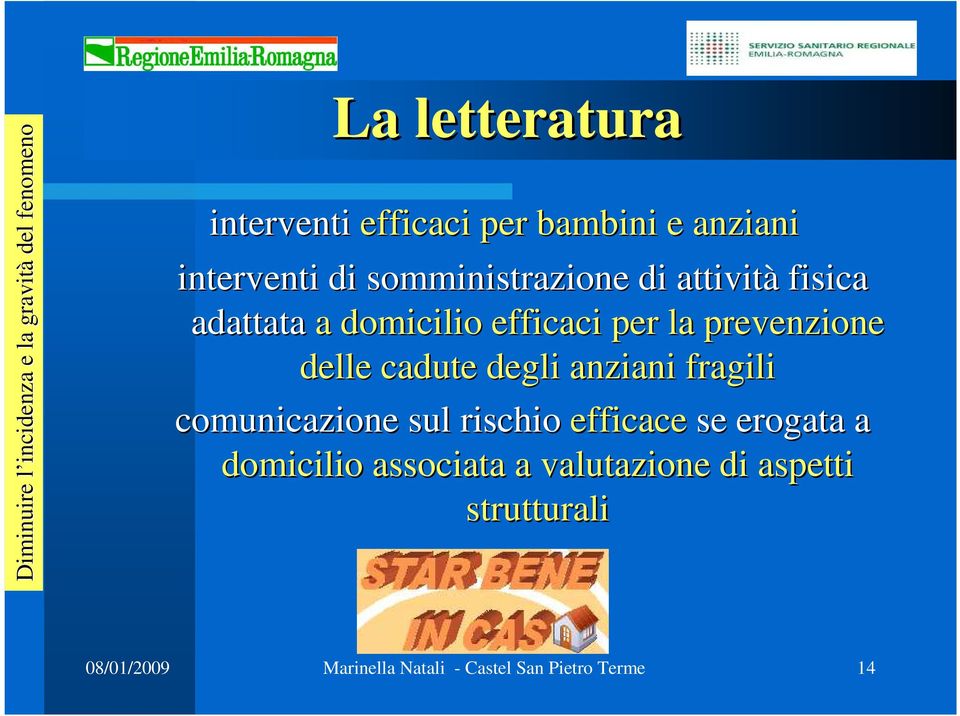 prevenzione delle cadute degli anziani fragili comunicazione sul rischio efficace se erogata a