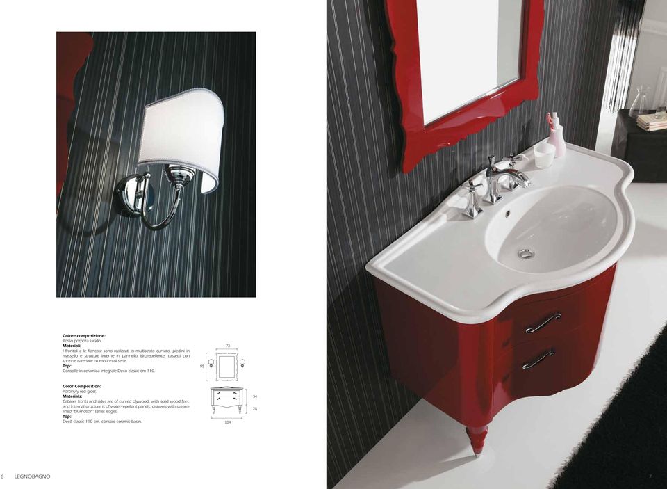 cassetti con sponde carenate blumotion di serie. Consolle in ceramica integrale Decò classic cm 110. 95 73 Color Composition: Porphyry red gloss.