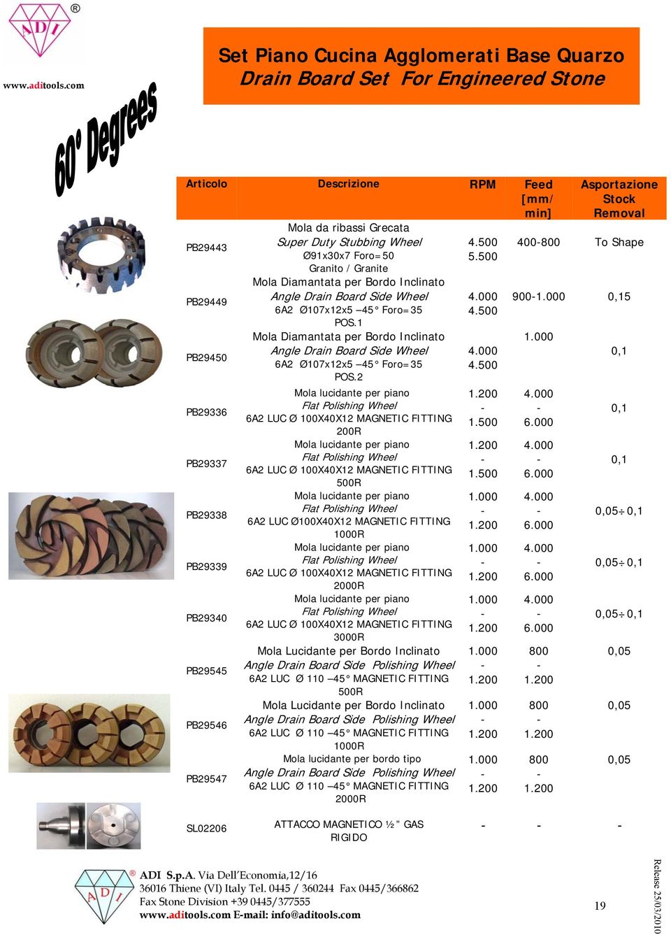 Wheel Ø9x30x7 Foro=0 Granito / Granite Mola Diamantata per Bordo Inclinato Angle Drain Board Side Wheel A Ø07xx 4 Foro=3.