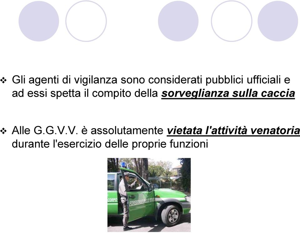 sorveglianza sulla caccia Alle G.G.V.