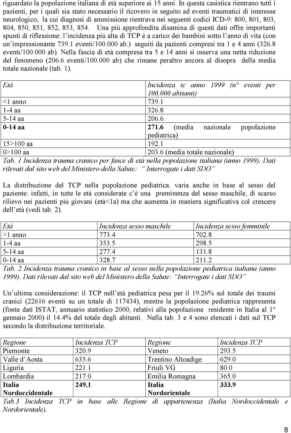 seguenti codici ICD-9: 800, 801, 803, 804, 850, 851, 852, 853, 854.