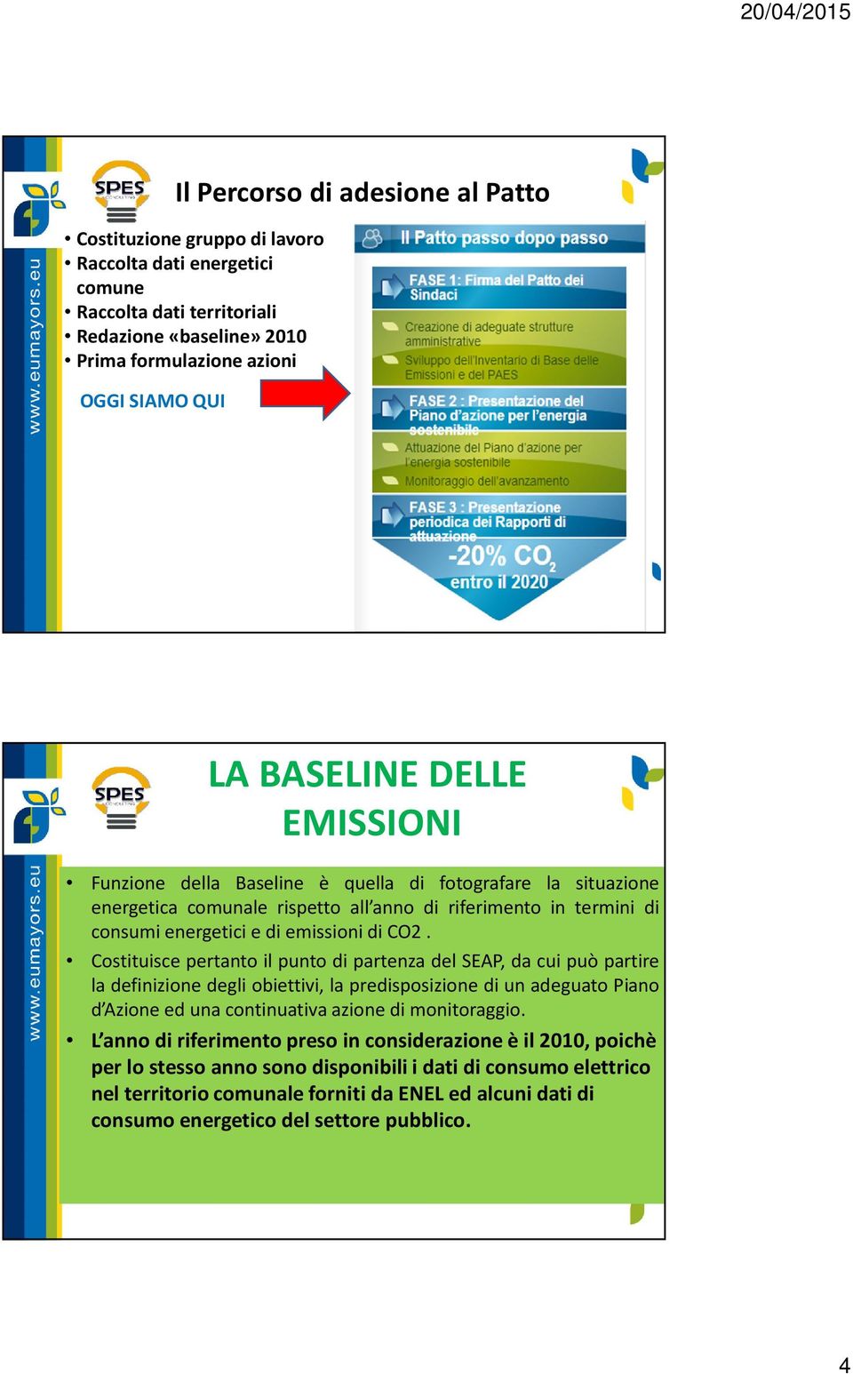 Costituisce pertanto il punto di partenza del SEAP, da cui può partire la definizione degli obiettivi, la predisposizione di un adeguato Piano d Azione ed una continuativa azione di monitoraggio.