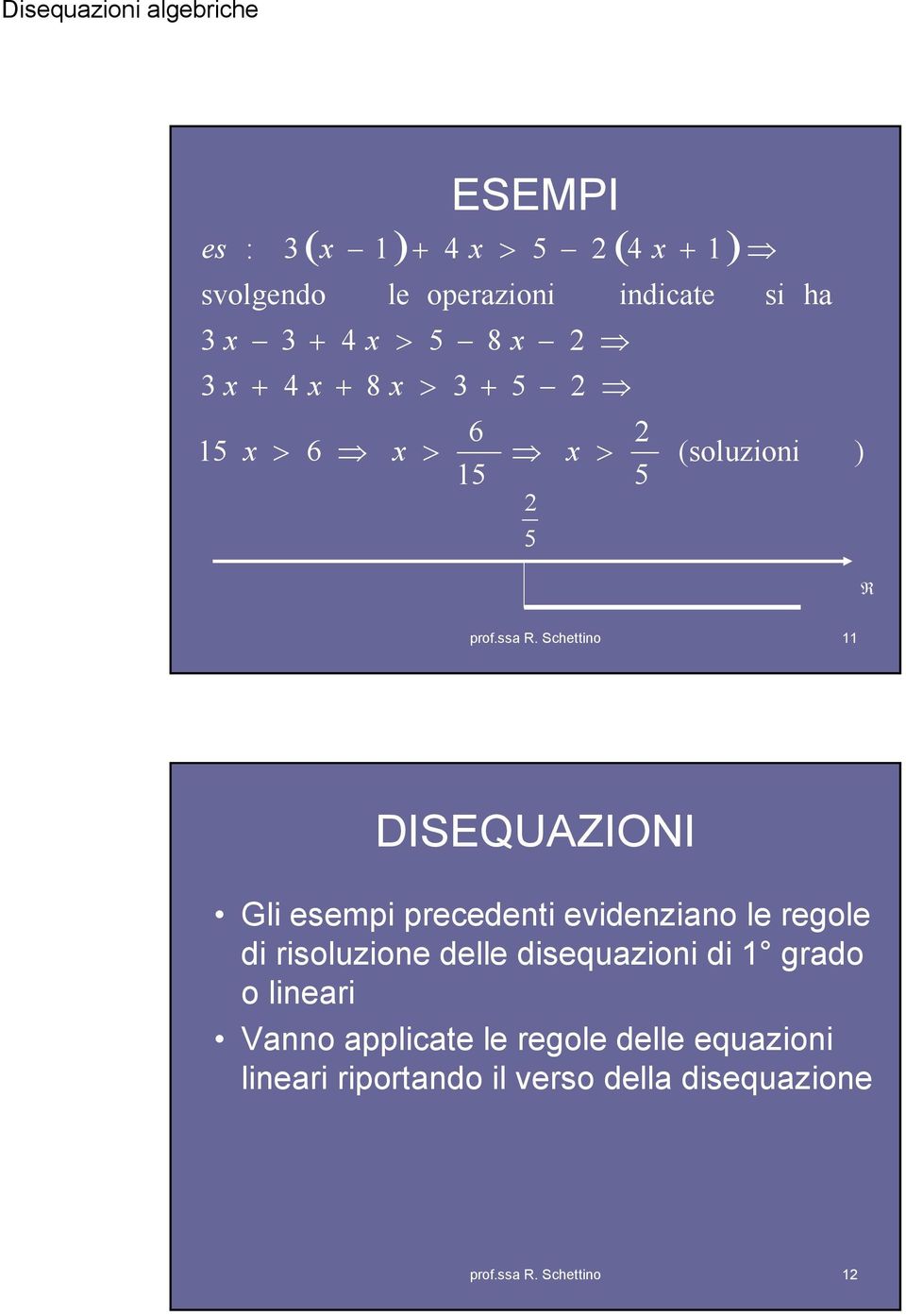 regole di risoluzione delle disequazioni di grado o lineari Vanno