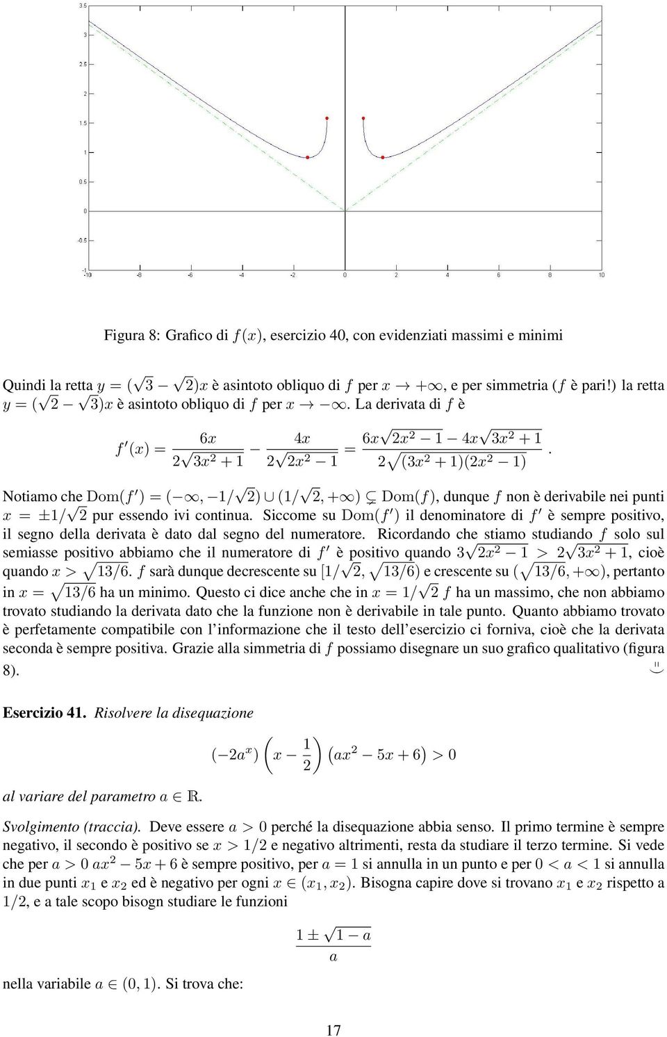 Siccome su Domf ) il denominatore di f è sempre positivo, il segno della derivata è dato dal segno del numeratore.