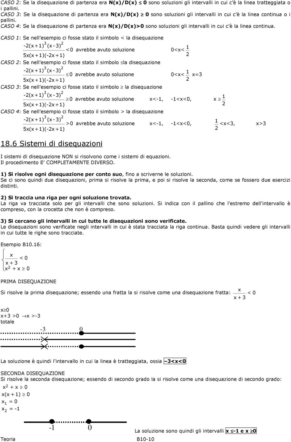 CASO 4: Se la disequazione di partenza era N(x)/D(x)>0 sono soluzioni gli intervalli in cui c è la linea continua.