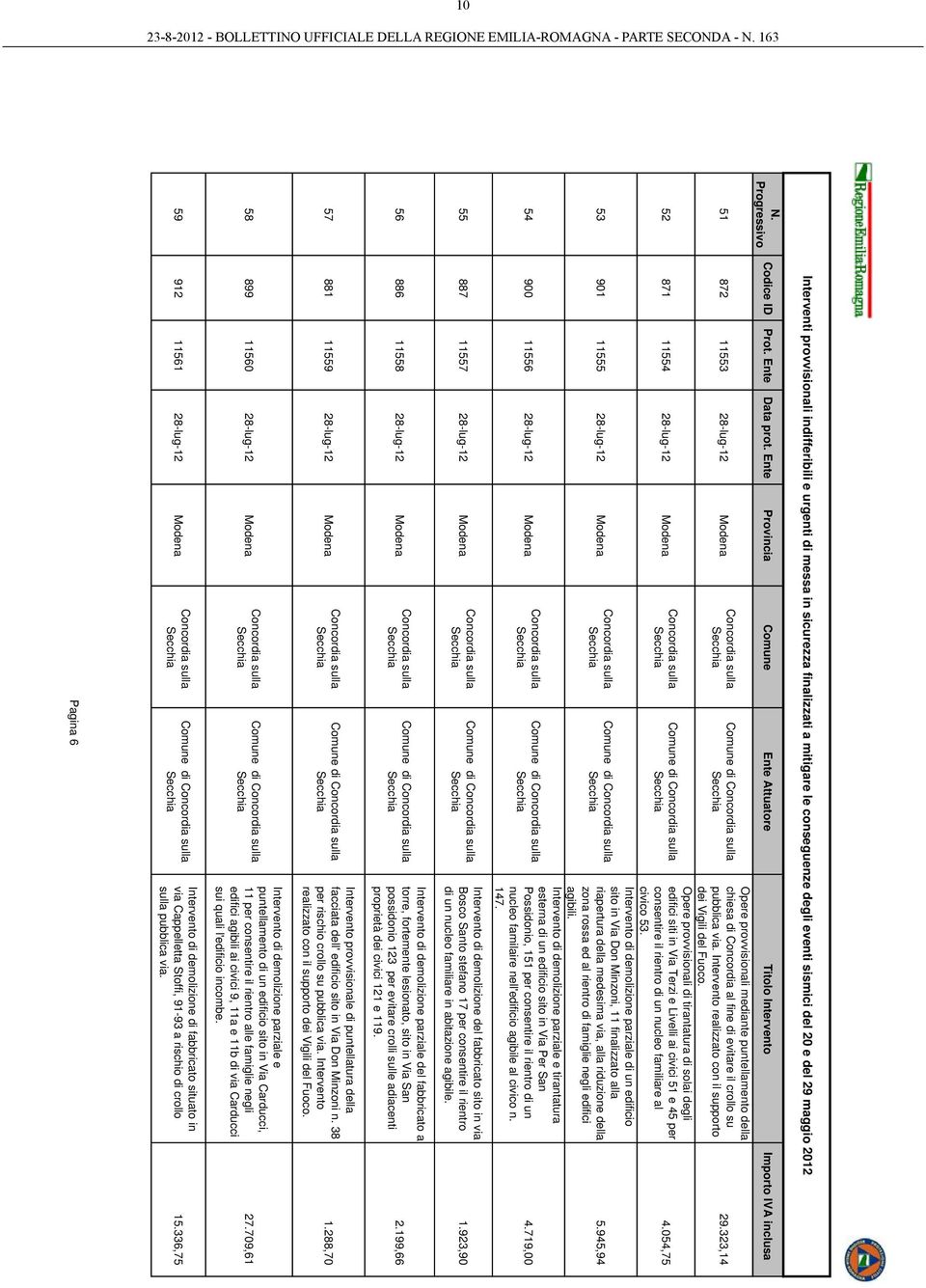 Opere provvisionali di tirantatura di solai degli edifici siti in Via Terzi e Livelli ai civici 51 e 45 per consentire il rientro di un nucleo familiare al civico 53.