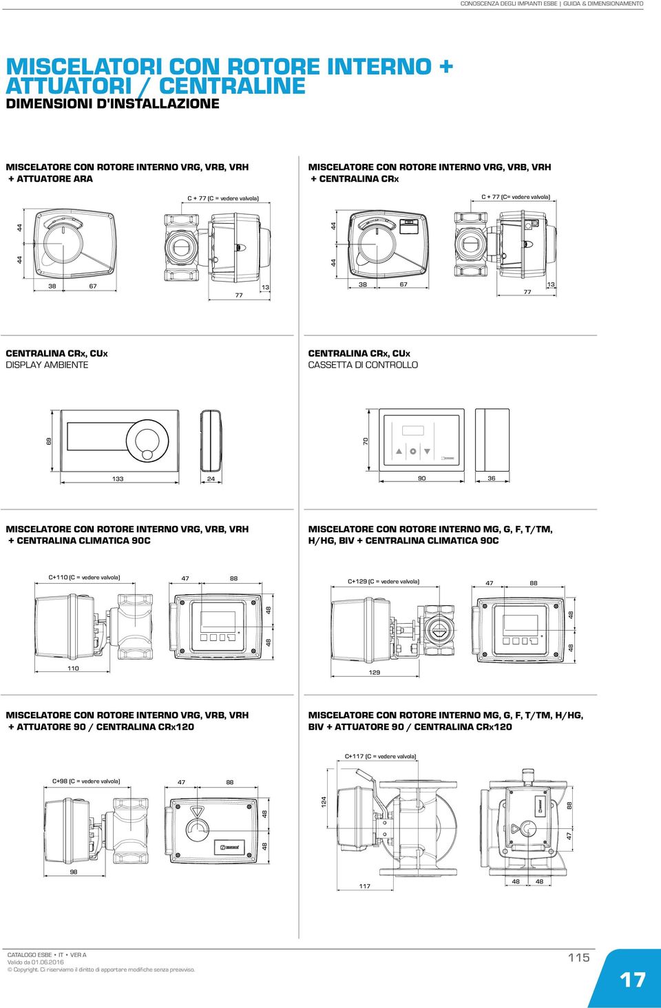 CRX, CUX CASSETTA DI CONTROLLO 88 88 4 88 9 88 69 7 33 4 9 36 MISCELATORE CON ROTORE INTERNO VRG, VRB, VRH + CENTRALINA CLIMATICA 9C MISCELATORE CON ROTORE INTERNO MG, G, F, T/TM, H/HG, BIV +