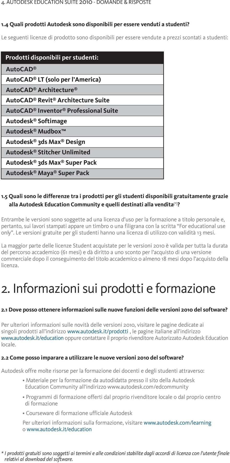 AutoCAD Revit Architecture Suite Autodesk Softimage Autodesk Mudbox Autodesk Stitcher Unlimited Autodesk 3ds Max Super Pack Autodesk Maya Super Pack 1.