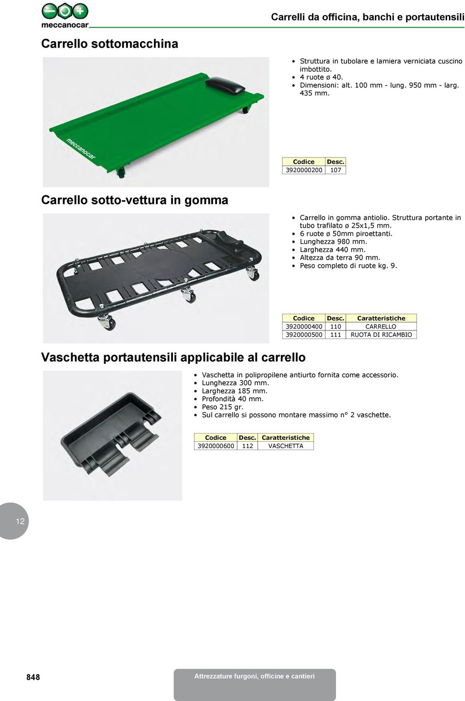 Larghezza 440 mm. Altezza da terra 90