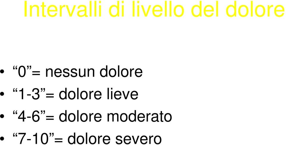 1-3 = dolore lieve 4-6 =