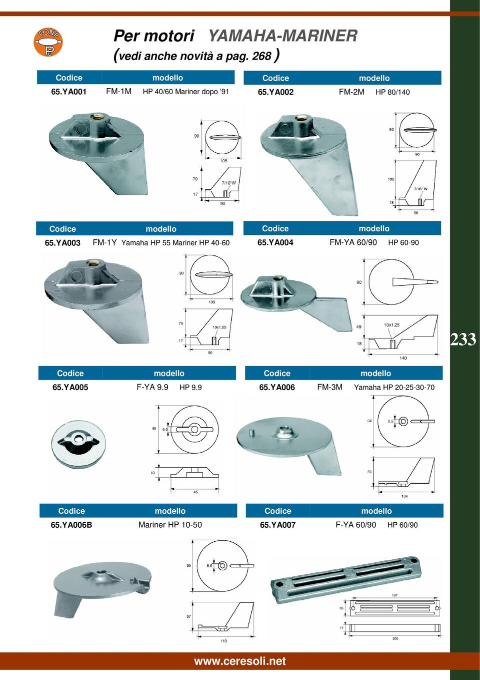 YA003 FM-1Y Yamaha HP 55 Mariner HP 40-60 65.YA004 FM-YA 60/90 HP 60-90 233 65.